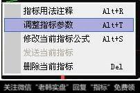 对着任意一条均线点击鼠标右键，在下拉菜单中点击【调整指标参数】