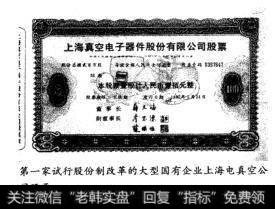 第一家试行股份制改革的大型国有企业上海电真空公司股票