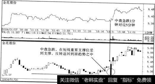 金花股份象(600080) 2003年1月7日中盘波动中出现的急跌现象