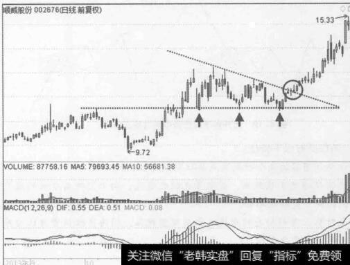 图4-11顺威股份（002676)  2013年9月至2014年2月的行情走势图