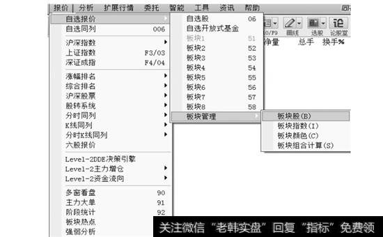 【板块股】菜单命令