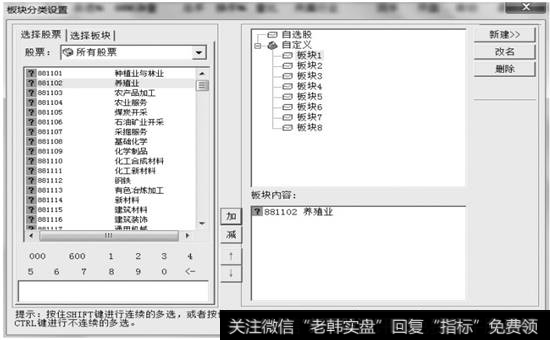 【板块分类设置】对话框