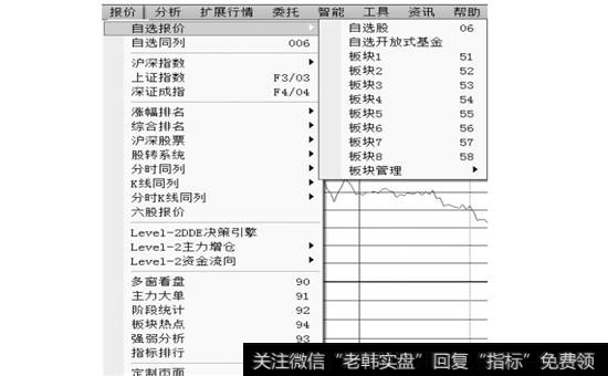 【自选股】菜单命令