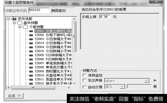 【设置个股预警条件】对话框