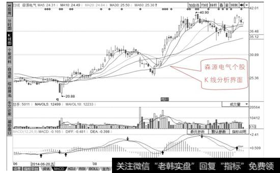 森源电气个股K线分析界面