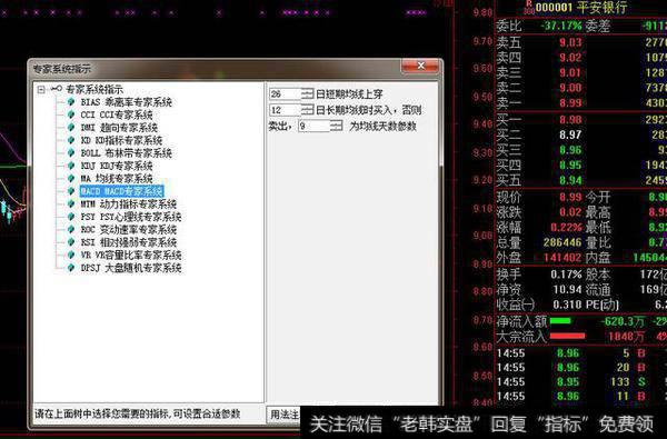 点开专家指示系统，然后选择MACD专家系统