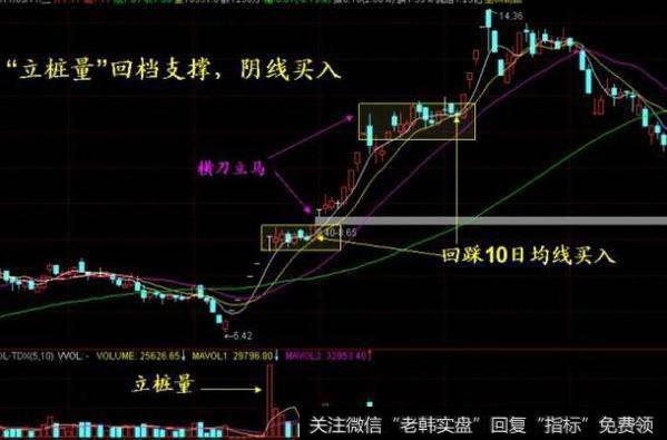 “立桩量”回档支撑，阴线买入 形态描述
