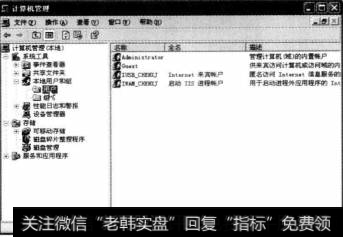在弹出的【计算机管理】窗口中选择【本地用户和组】中的【用户】这一项
