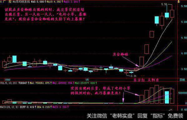 月金蜘蛛加上巨量导致股价短线暴涨的案例