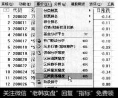 打开通达信软件，选择【报价】【区间震荡幅度】菜单命令。