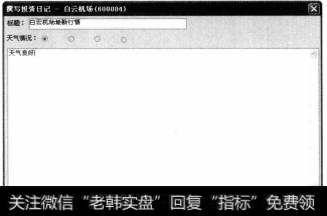 在【标题】中输入投资日记的标题，在【天气情况】中输入具体内容，并单击【插入链接】按钮