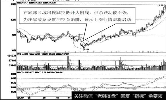 底部跳空低开大阴线走势