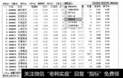 打开通达信软件，选择【帮助】【系统状态】菜单命令。