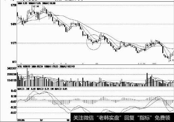 这根十字阴线充当了弱势反弹信号