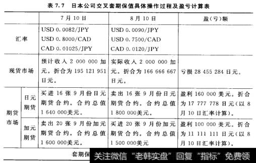 日本公司交叉套期保值具体操作过程及盈亏计算表