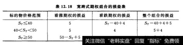 宽跨式期权组合的损益表