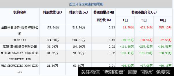 11月13日盛运环保深股通持股明细