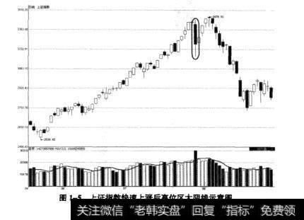 图1-5上证指数快速上涨后高位区大阴线示意图