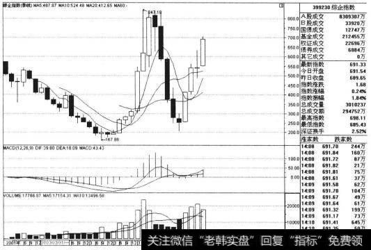 该指数在2004年的第一个季度以上涨20%的幅度收大阳K线，阳盛必衰，随后伴随着第二季度的大阴K线。