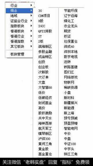 大智慧新一代中板块划分示意图