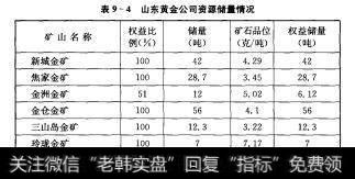 表9-4山东黄金公司资源储量情况