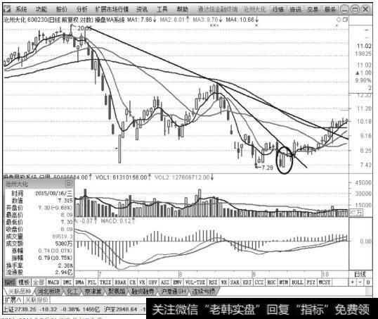 沧州大化（600230）2015年9月16日涨停板K线图