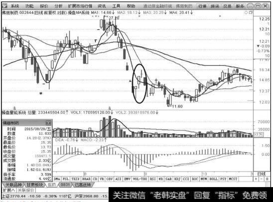 佛慈制药（002644）2015年8月28日反抽涨停板K线图