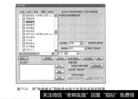 图7-23用“短线高手”指标选出处于阶段性底部的股票