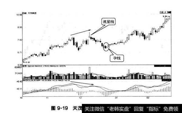 图9-19天茂集团MACD指标顶背离