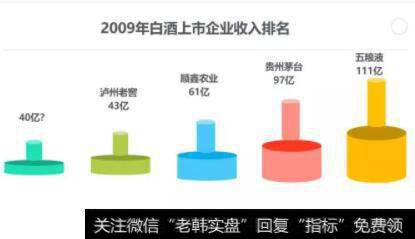 2009年白酒上市企业的收入排名。