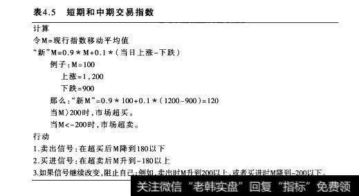 表4.5短期和中期交易指数