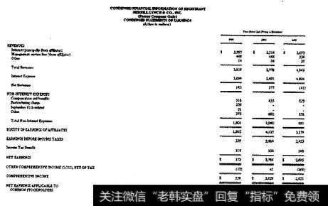 美林2001年的损益表