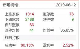 <em>涨停板复盘</em>：弱于预期，注意高位股风险，关注金融2019.6.12