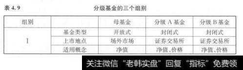 表4.9	分级基金的三个组别