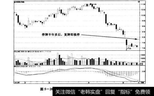 图5-28金丰投资(600606)——迟到半年的涨停板