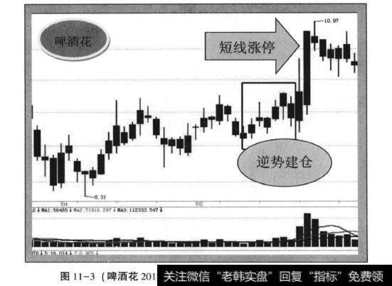 图11-3(啤酒花2012年4月—2012年5月日K线走势)