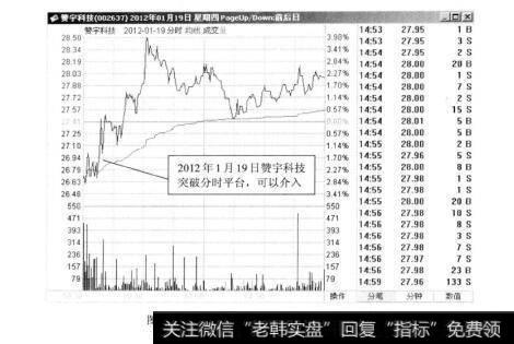 图5-22赞宇科技2012年1月19日的分时图