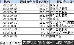 国家队二季度持仓曝光：10大重仓市值近3000亿 最爱金融 计算机行业成新宠