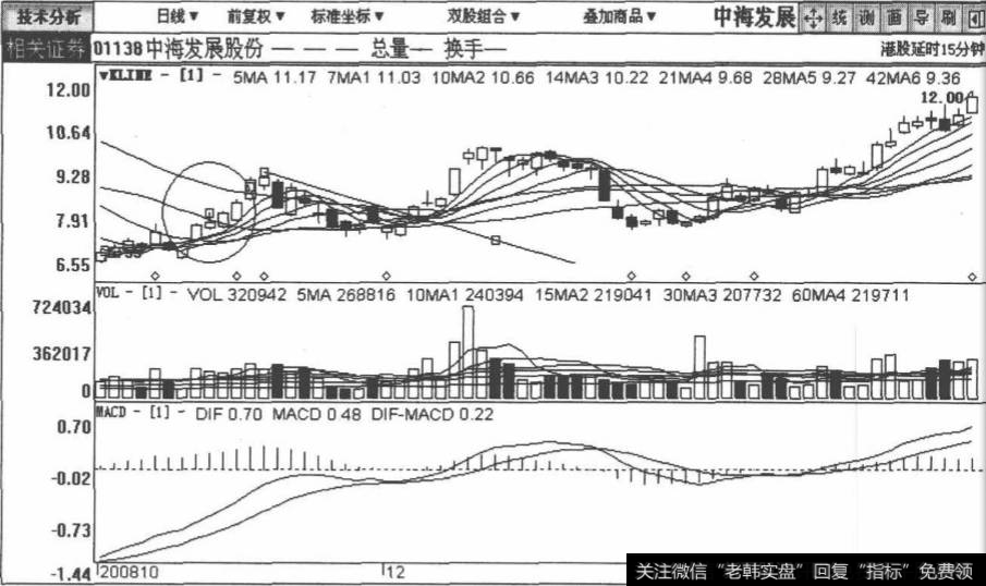 中海发展包括2008年10月15口至2009年2月3日在内的日K线图