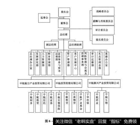 图6-3中航投资的公司结构图