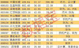 芯片+5G等科技股中的大白马名单 机构抱团入驻 最高竟被锁定近半流通盘