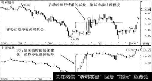 精密股份(600092)和上海梅林(600073) 2003年年底转势初期的停板强势态势