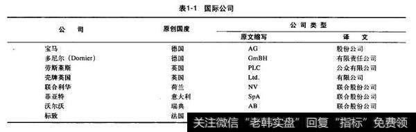 表1-1国际公司