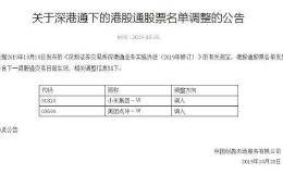 深港通下的港股通股票名单调入小米集团、美团点评