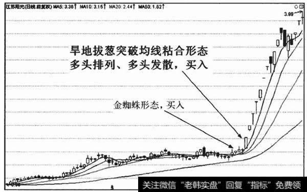 旱地拔葱突破均线粘合形态,买入