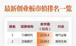 图说：挤下迈瑞医疗 宁德时代重新成为“创业板一哥”