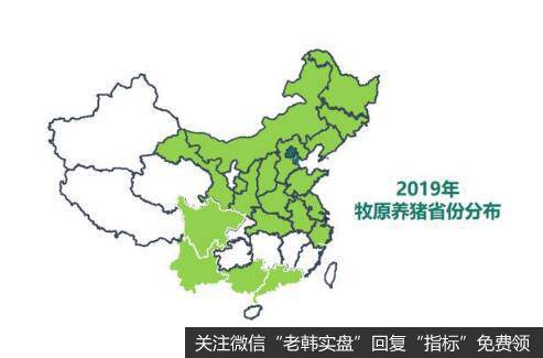 2019年牧原在全国养猪的省份分布图