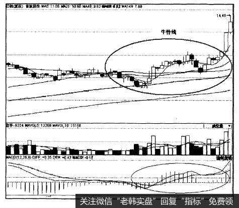 典型的“牛铃线”攻击形态，重点在均线上。