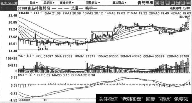 600600青岛啤酒包括2008年10月8日至2009年2月13日在内的日K线图