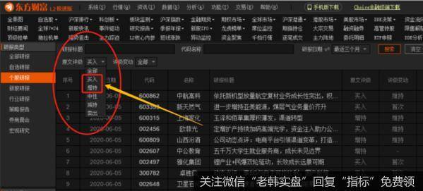 券商研报都有“评级”，可以重点看一下“买入”和“增持”评级的股票